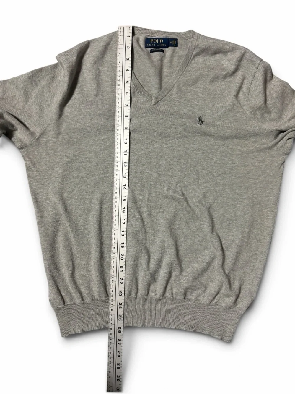 Polo Ralph Lauren Gray Pima Cotton V-Neck Sweater M